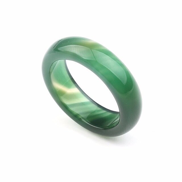 Bague anneau en pierre fine naturelle agate verte, diam : 1,8 cm, neuve