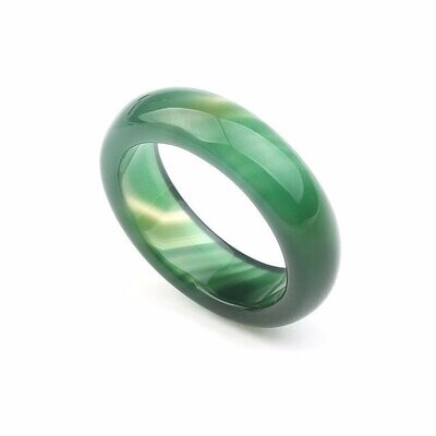Bague anneau en pierre fine naturelle agate verte, diam : 1,8 cm, neuve
