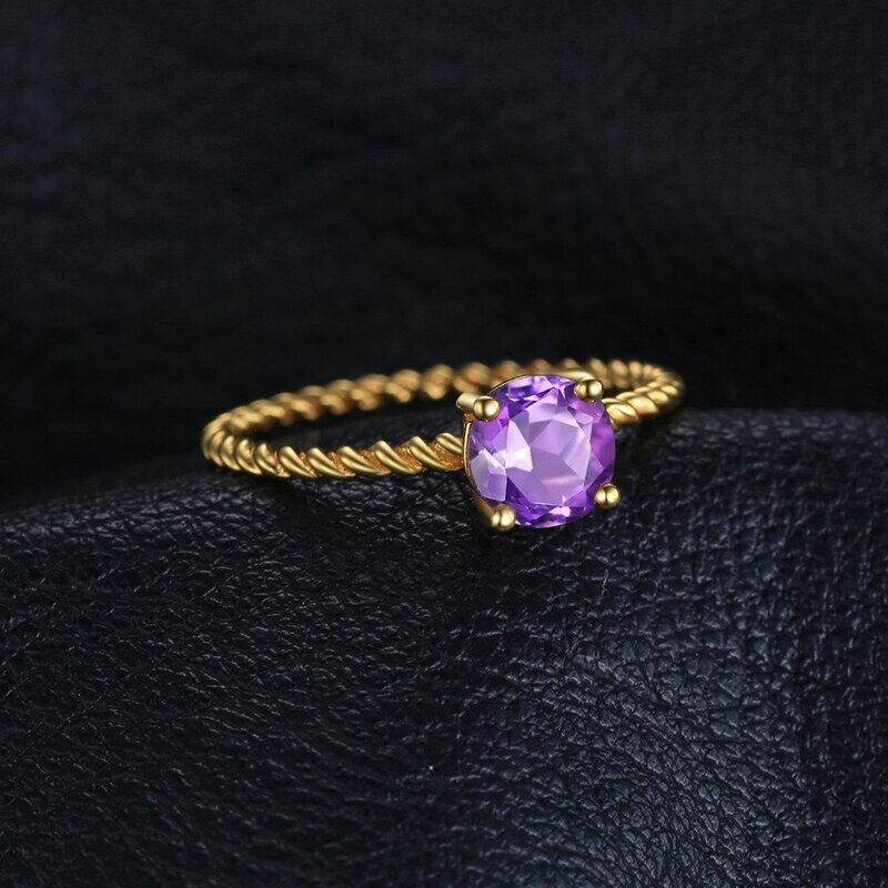 Bague avec véritable pierre fine naturelle semi précieuse améthyste claire de 0,78 carats, 4 griffes de serte, anneau en argent sterling 925, neuve - ? livraison gratuite - Bague avec véritable pierre fine naturelle semi précieuse améthyste claire de 0,78 carats, 4 griffes de serte, anneau en argent sterling 925, neuve - ? livraison gratuite -