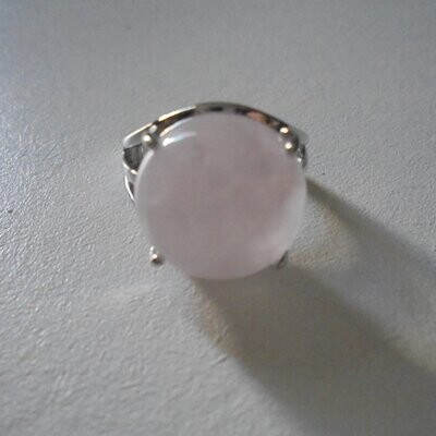 Bague avec pierre fine naturelle améthyste, cabochon rond, anneau ajustable, neuve