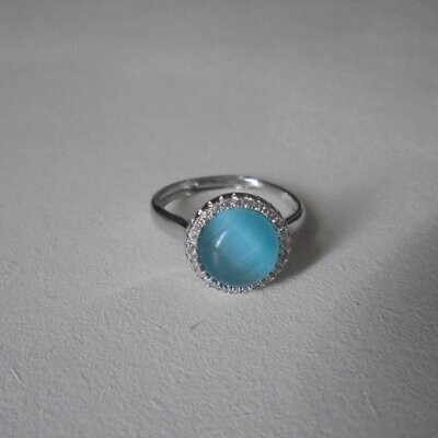 Bague avec pierre fine naturelle opale bleu ciel, anneau ajustable, neuve - ? livraison gratuite - Bague avec pierre fine naturelle opale bleu ciel, anneau ajustable, neuve - ? livraison gratuite -