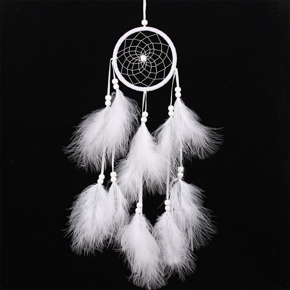 Dreamcatcher, attrape-rêves, handmade, avec plumes couleur blanc, hauteur 55 cm, neuf