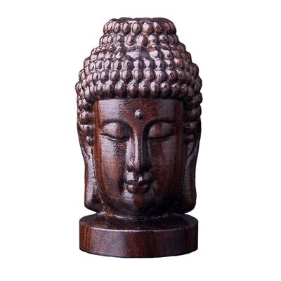 Figurine déco, thème tête de bouddha,  handmade, en bois d'acajou,  6 cm de hauteur, neuve