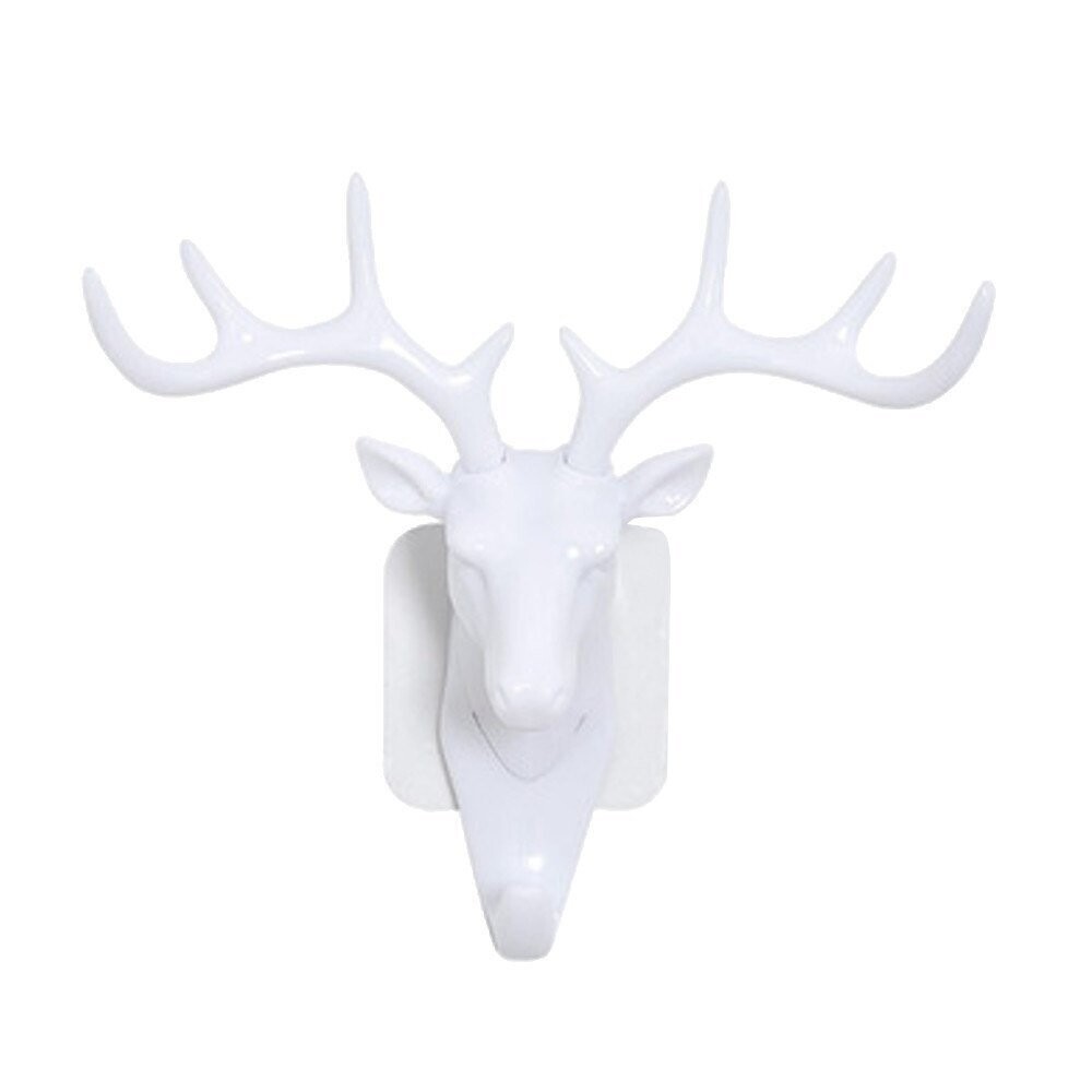 Crochet mural , motif tête de cerf, en pvc, couleur blanc, auto adhésif, neuf