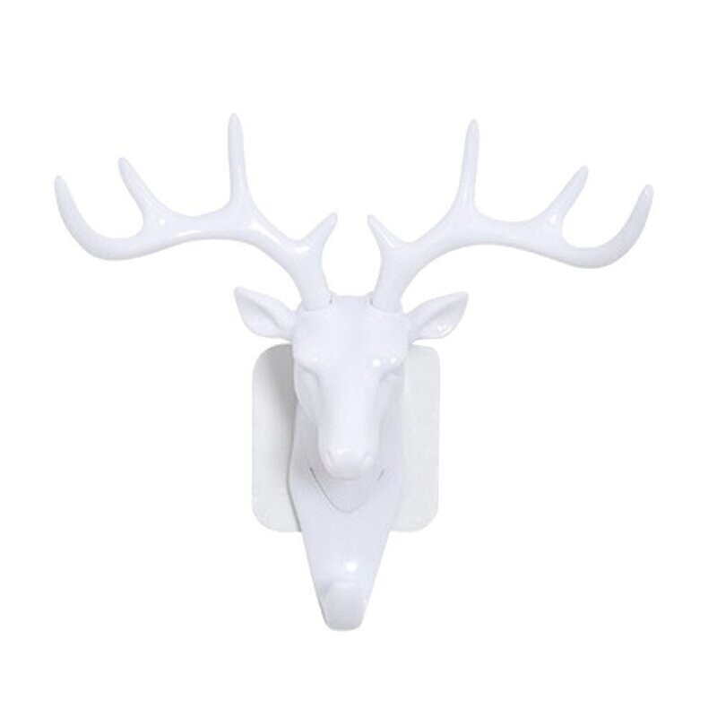 Crochet mural , motif tête de cerf, en pvc, couleur blanc, auto adhésif, neuf