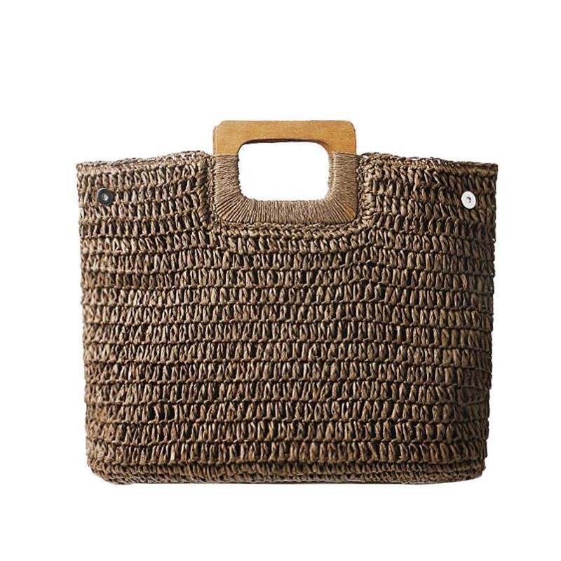 Sac handmade, casual, bohème, en rotin naturel tressé, 44 cm sur 28 cm, neuf