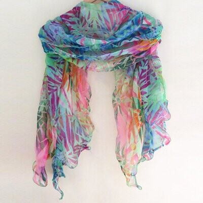 Foulard-écharpe, casual, bohème, en tissu mousseline synthétique, multi-couleurs, 34 cm sur 175 cm, neuf