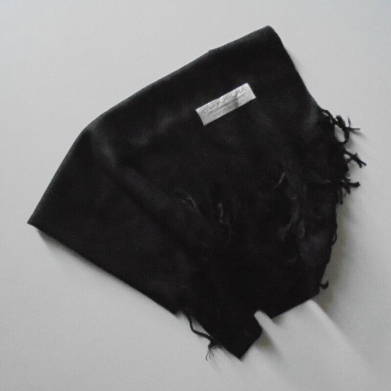 Echarpe wrap en pashmina et soie, couleur noir, 60 cm sur 200 cm, neuve