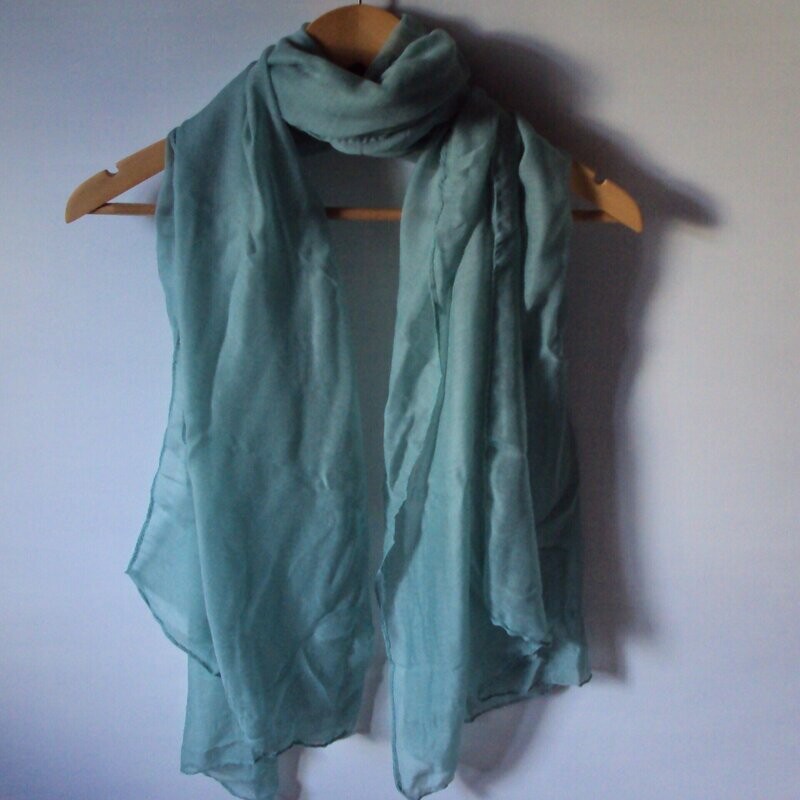 Foulard-écharpe en tissu coton/synth., couleur vert d'eau, 80 cm sur 180 cm, neuf