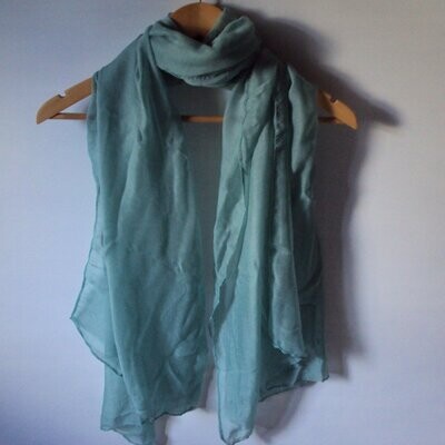 Foulard-écharpe en tissu coton/synth., couleur vert d'eau, 80 cm sur 180 cm, neuf
