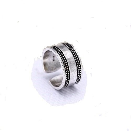 Bague anneau plaqué argent 925, motif végétal stylisé, ajustable, neuve