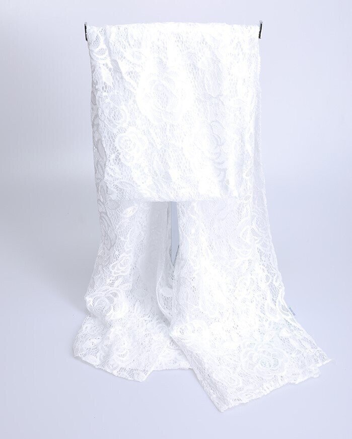 Foulard-écharpe, en viscose, motif dentelle en blanc, 70 cm sur 180 cm, neuf