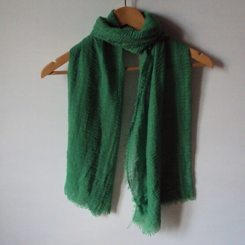 Foulard-écharpe, casual, en tissu coton/lin, couleur vert, 70 cm sur 175 cm, neuf