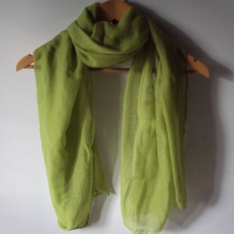 Foulard-écharpe en tissu coton/synth., couleur vert anis, 80 cm sur 180 cm, neuf