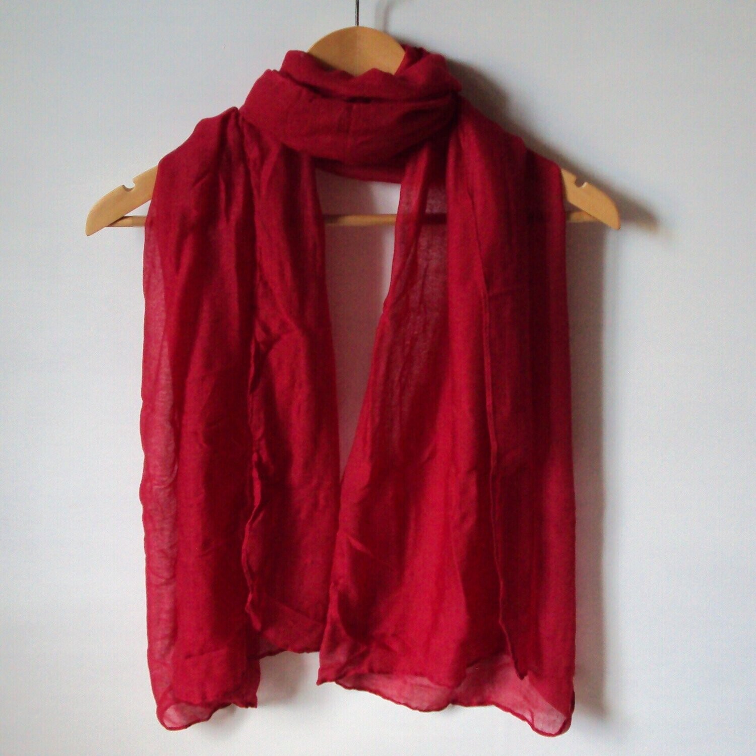 Foulard-écharpe en tissu coton/synth., couleur rouge floral, 80 cm sur 180 cm, neuf
