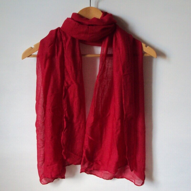 Foulard-écharpe en tissu coton/synth., couleur rouge floral, 80 cm sur 180 cm, neuf