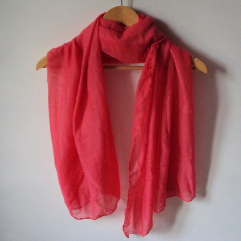 Foulard-écharpe, casual, en tissu coton/synthétique, couleur orange corail, 80 cm sur 180 cm, neuf
