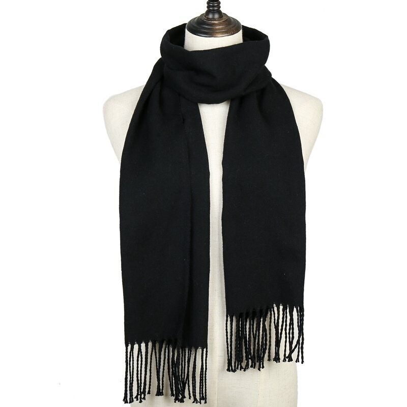 Echarpe wrap en pashmina et soie, couleur noir, 60 cm sur 200 cm, neuve