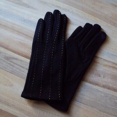 Gants  automne-hiver, laine bouillie, noir et couleurs, TU, neufs