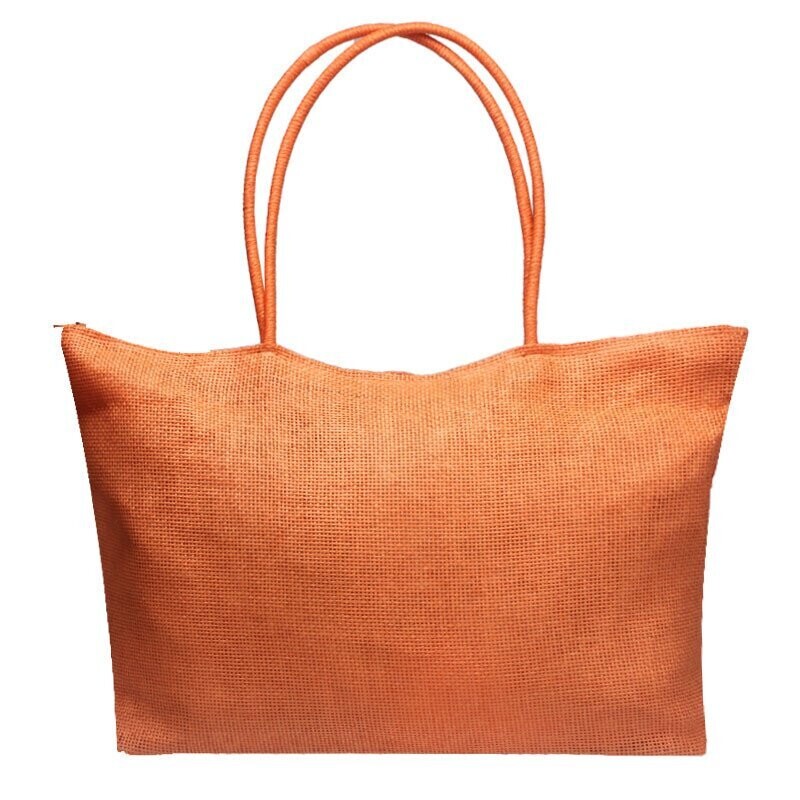 Sac handmade modèle cabas, en jute couleur orange, 50 cm sur 32 cm, neuf