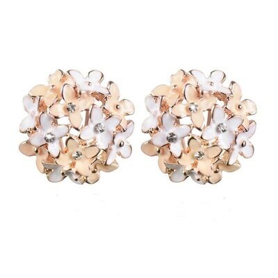 Boucles d'oreilles motif fleur stylisé, émaillage couleurs saumon et blanc, support et fermoir en alliage de zinc-cuivre, neuves - ? livraison gratuite - Boucles d'oreilles motif fleur stylisé, émaillage couleurs saumon et blanc, support et fermoir en alliage de zinc-cuivre, neuves - ? livraison gratuite -