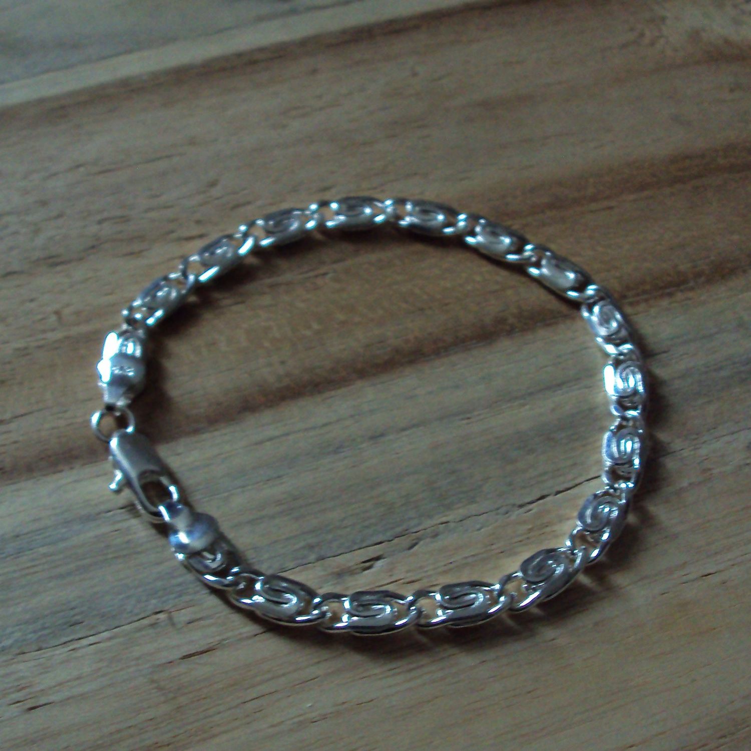 Bracelet maille spirale, en plaqué argent sterling 925 rhodié,  longueur : 19 cm, neuf