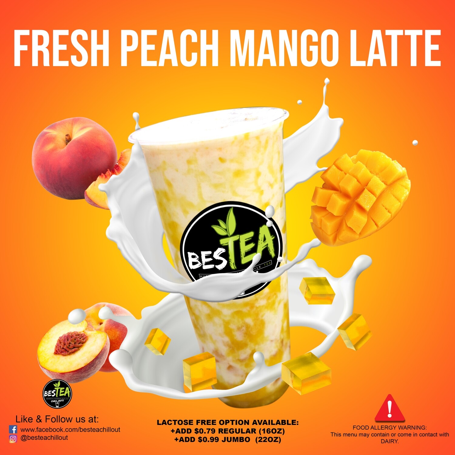 Fresh Peach Mango Latte (Regular)