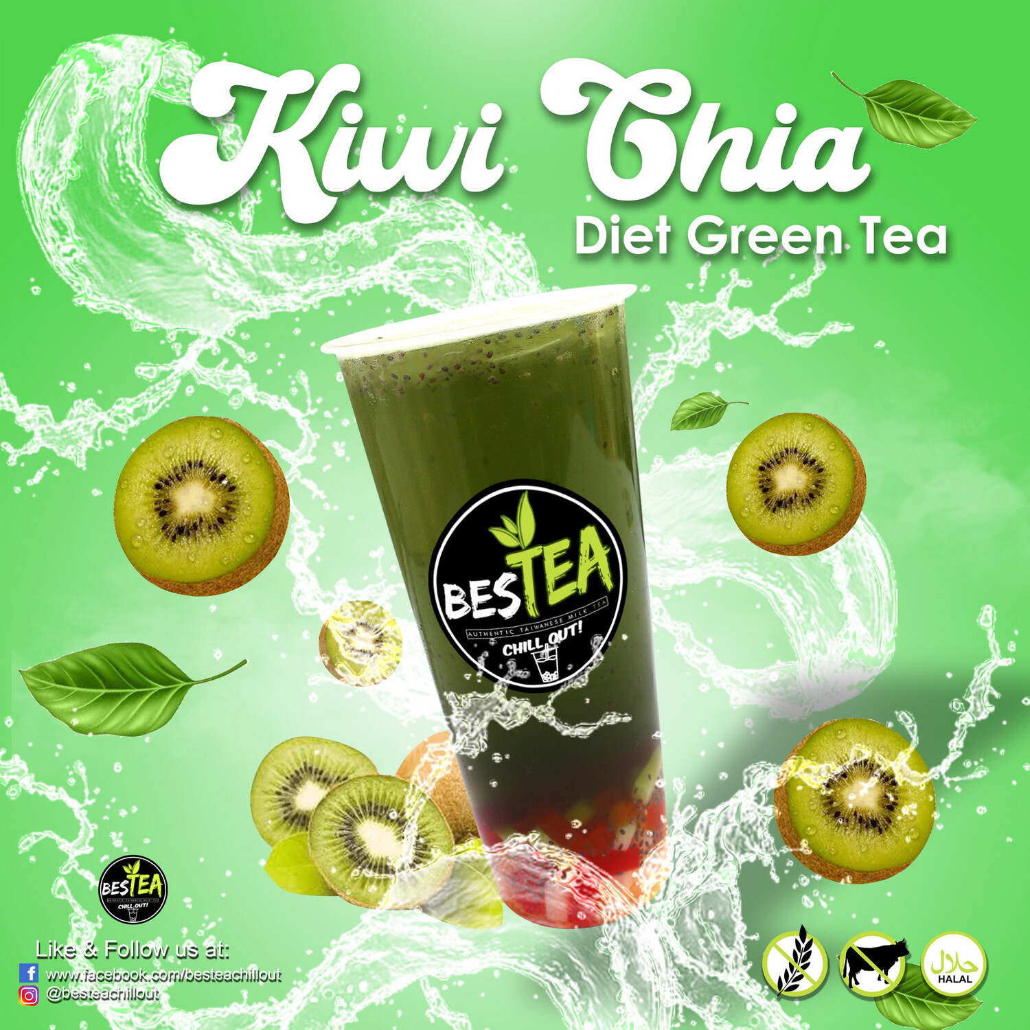 Kiwi Chia Diet Green Tea (Regular)