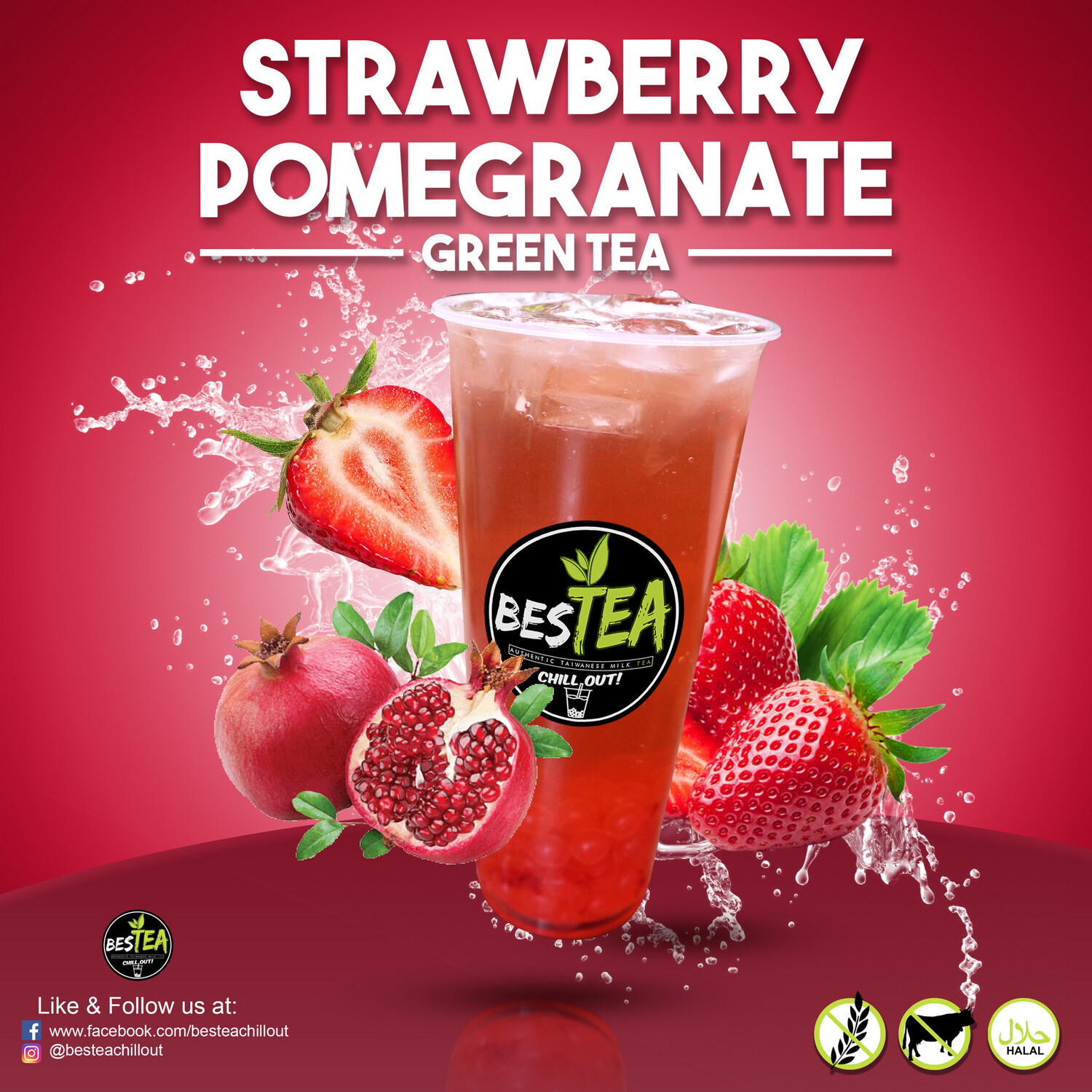 Strawberry Pomegranate Green Tea (Regular)