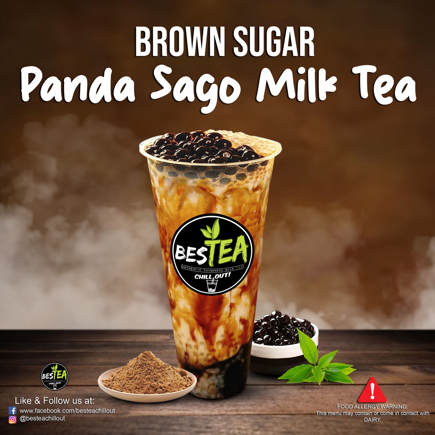 Brown Sugar Panda Sago Milk Tea (Jumbo)
