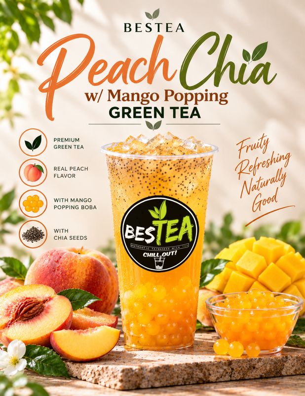 Peach Chia Diet Green Tea w/ Mango Bomb (Regular)