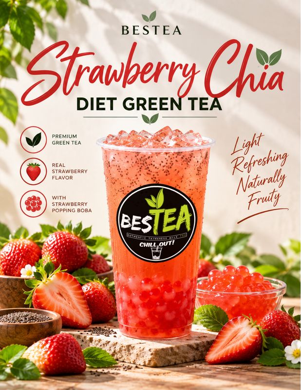 Strawberry Chia Diet Green Tea (Regular)