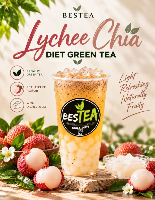Lychee Chia Diet Green Tea (Regular)