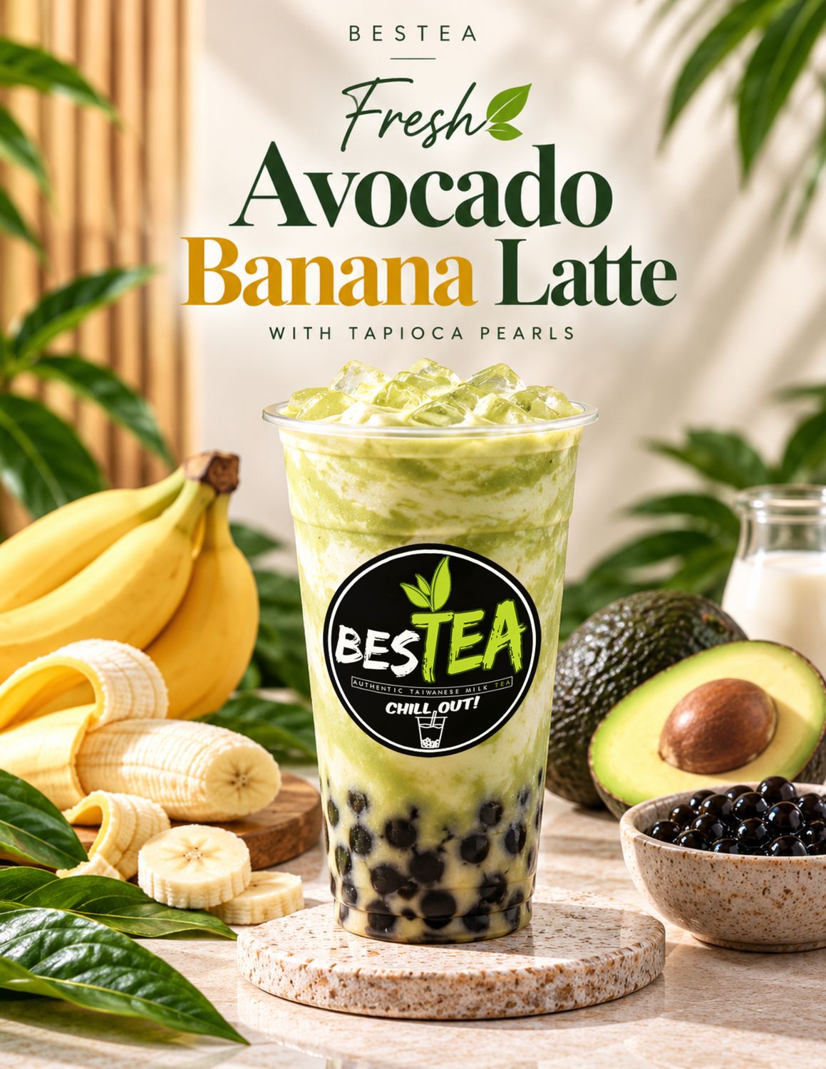 Fresh Avocado Banana Latte (Jumbo)