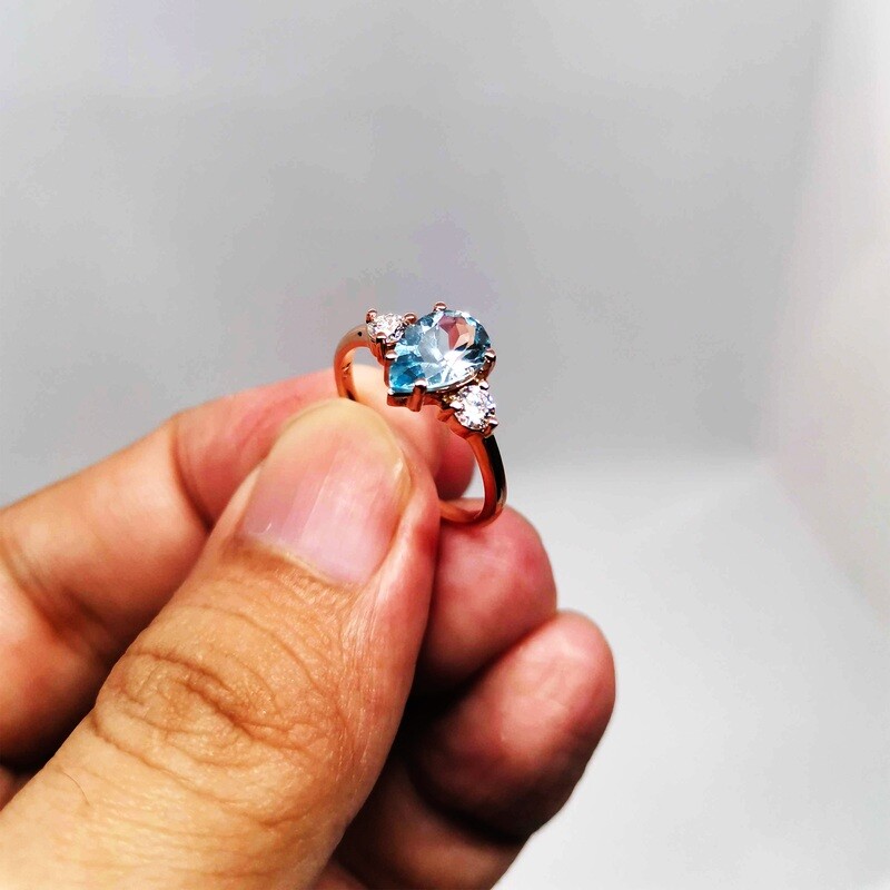 Authentic Aquamarine Stackable Engagement Ring (Akwa)