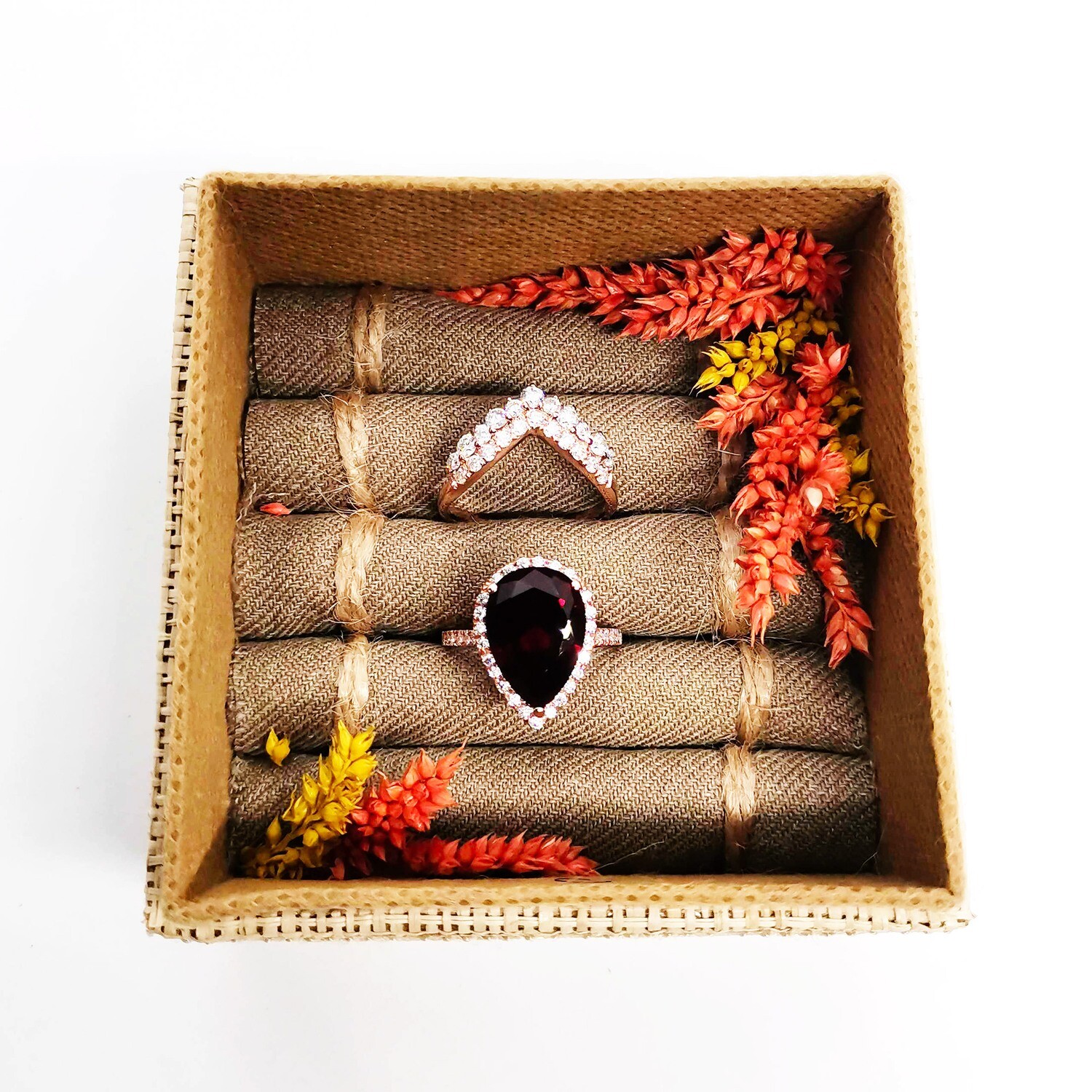 Garnet Gemstone Ring with Tiara Band (Kristina)