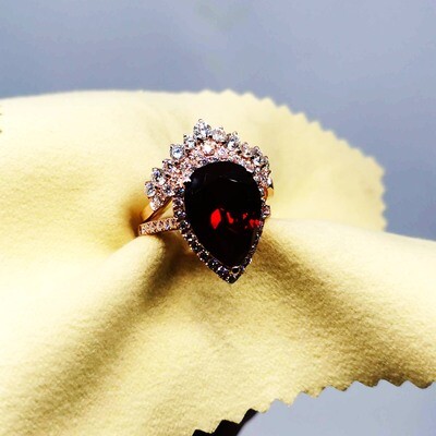 Garnet Gemstone Ring with Tiara Band (Kristina)
