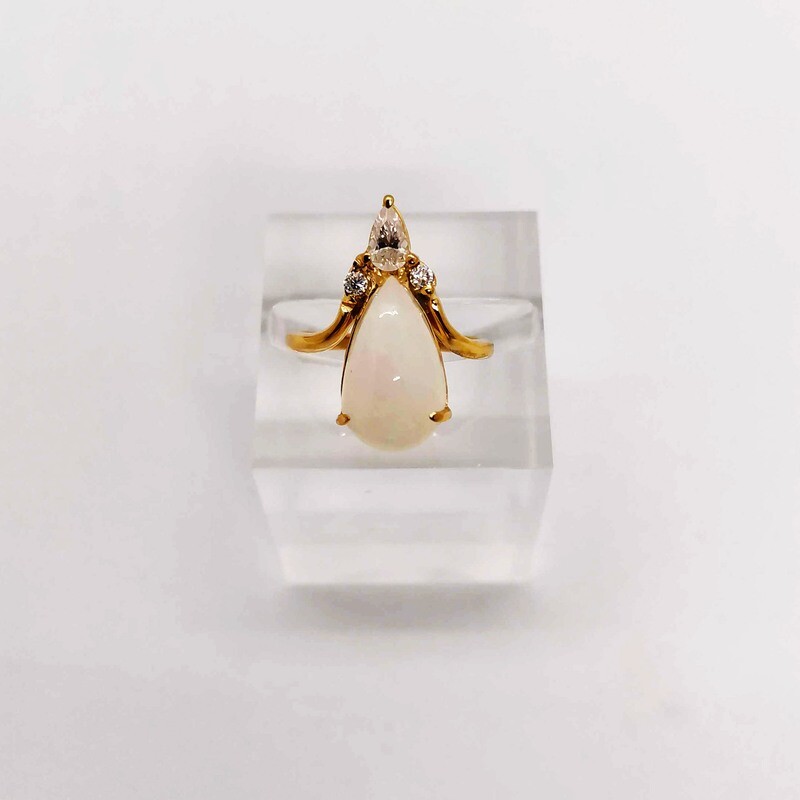 Pear Cabochon Opal Ring (Flora)