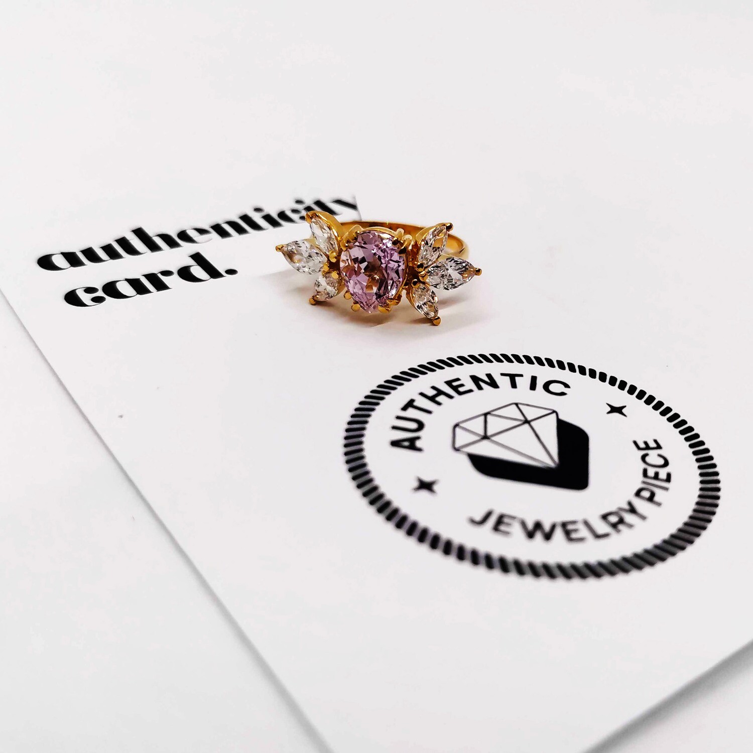 Pear Cut Pink Kunzite Ring
 (Hiraya)