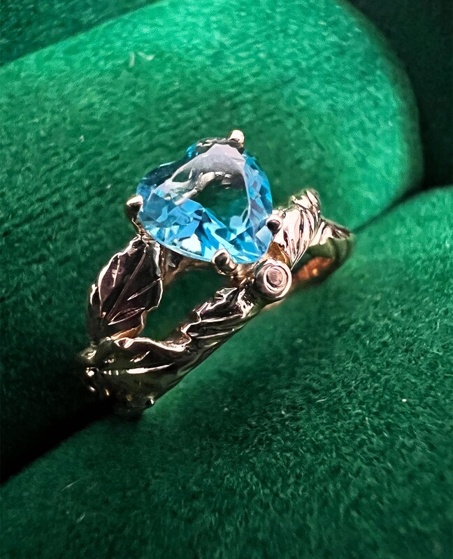 Aquamarine Nature Inspired Engagement Ring (Asherah)