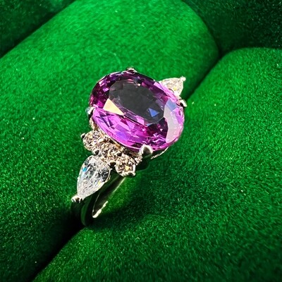 Oval Alexandrite w/ Pear Stones Ring (Alexa)