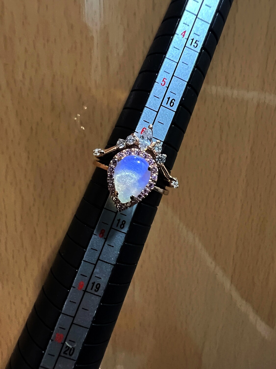 Pear-Cut Moonstone Ring w/ Stack Ring (Azariah)