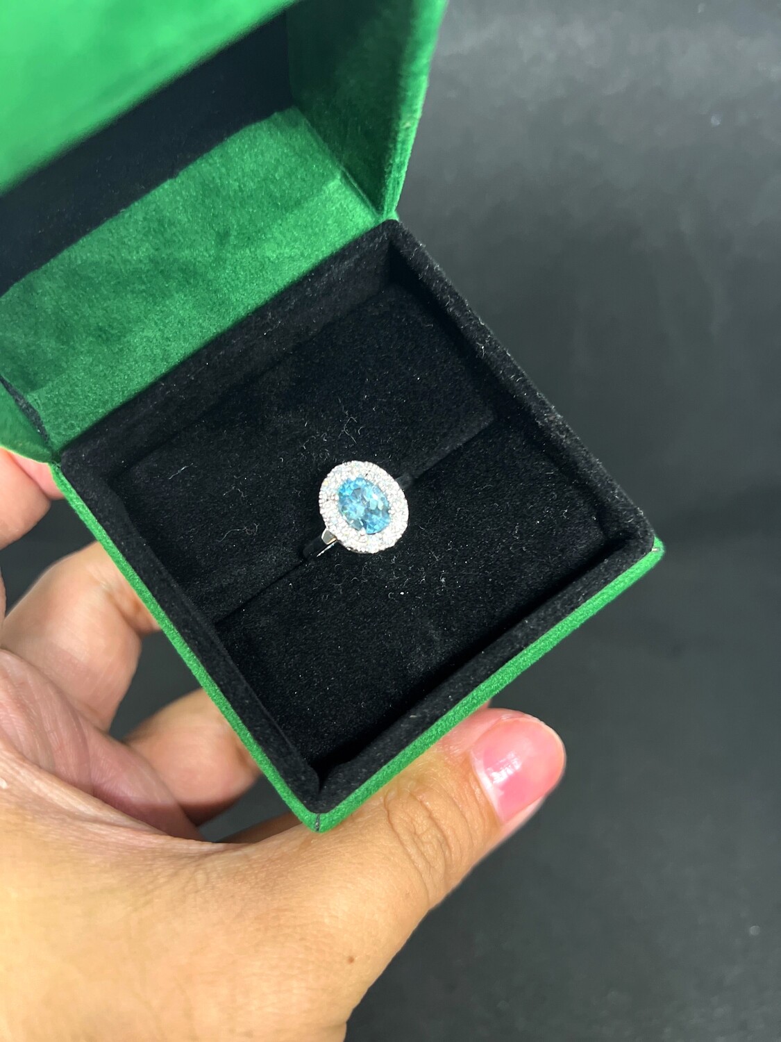 Oval Cut Aquamarine Halo Engagement Ring (Adirah)