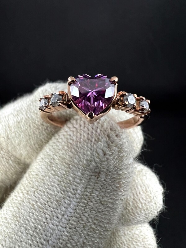 Pink Heart Moissanite Engagement Ring (Hermosa)