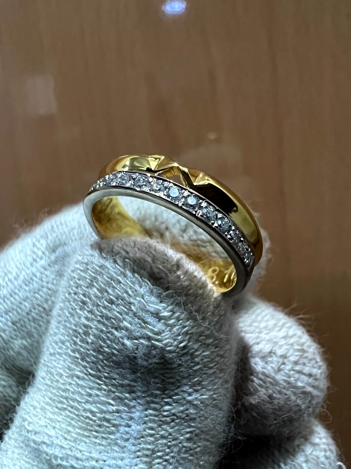 Two-toned Polish and Satin Finish Wedding Rings (Caleb)