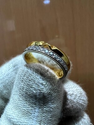 Two-toned Polish and Satin Finish Wedding Rings (Caleb)