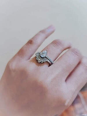 Pear Cut Diamond Engagement Ring with Sovereign Band (Adarna)