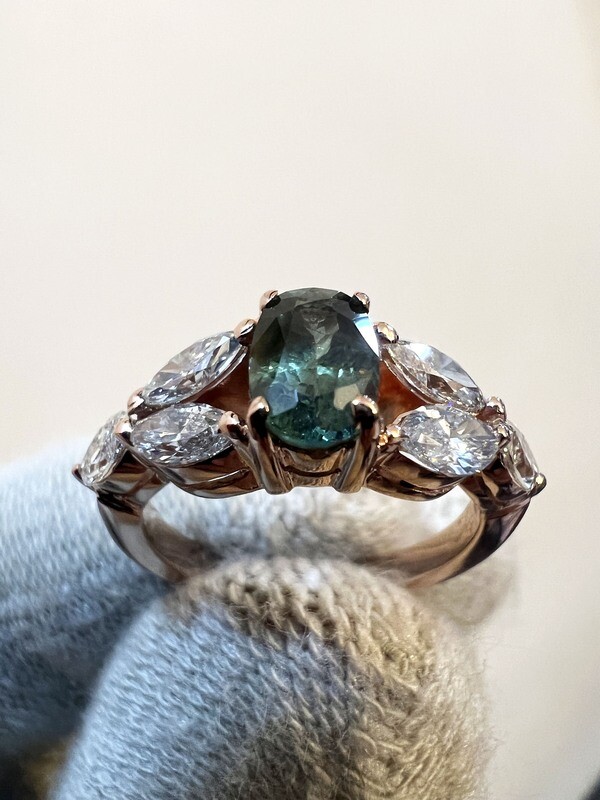 Green Sapphire Engagement Ring (Maria)