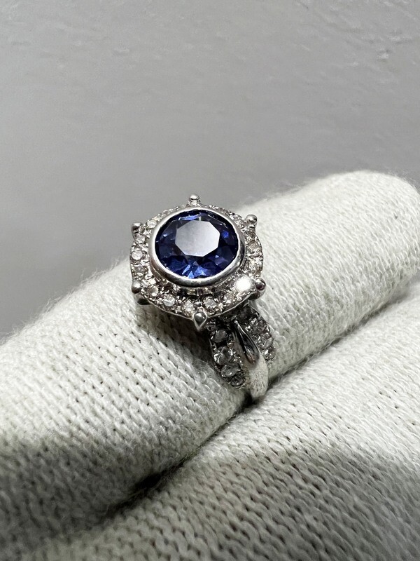 Blue Sapphire Engagement Ring (Elena)