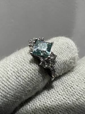 Malachite Green Princess-Cut Engagement Ring (Athena)
